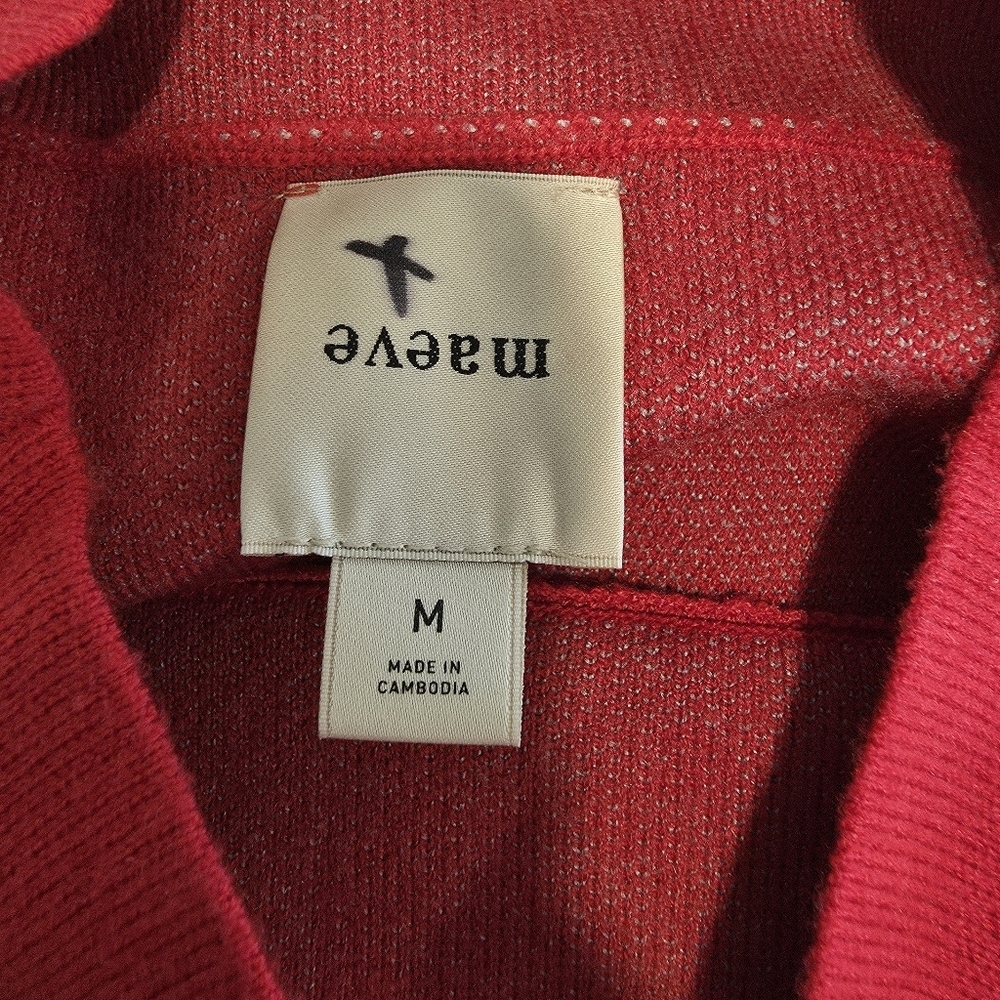Anthro Maeve The Carys Mock-Neck Je T'aime Red Sweater - Picture 6 of 6